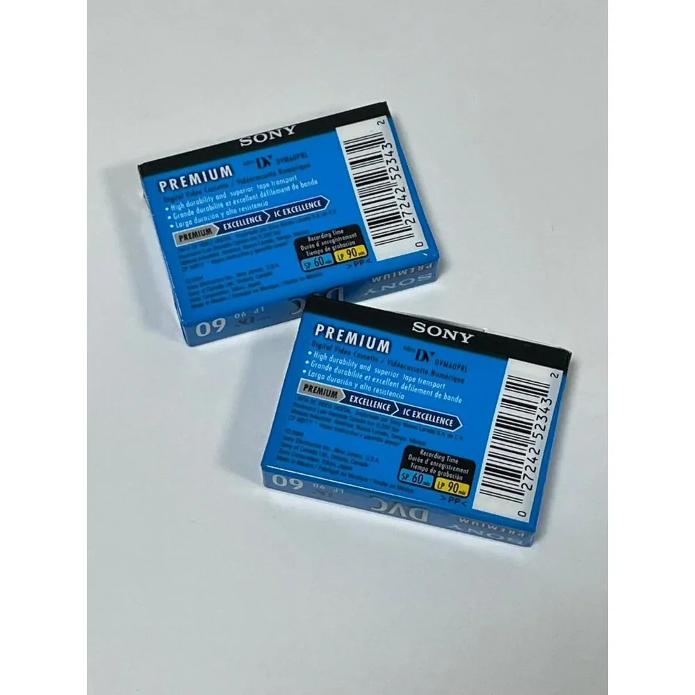 Set of 2 Sony DVC Digital Video Mini DV Premium Cassette Tape - 60 Minutes LP-90